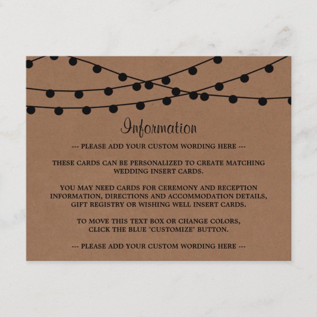 The Rustic Kraft String Lights Wedding Collection Enclosure Card (Front)