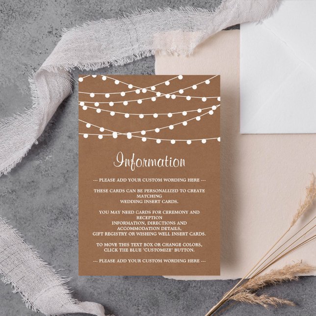 The Rustic Kraft String Lights Wedding Collection Enclosure Card (Creator Uploaded)