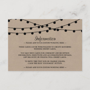The Rustic Kraft String Lights Wedding Collection Enclosure Card