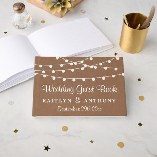 The Rustic Kraft String Lights Wedding Collection Guest Book