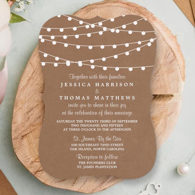 The Rustic Kraft String Lights Wedding Collection Invitation (Creator Uploaded)