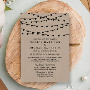 The Rustic Kraft String Lights Wedding Collection Invitation
