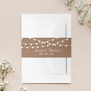 The Rustic Kraft String Lights Wedding Collection Invitation Belly Band