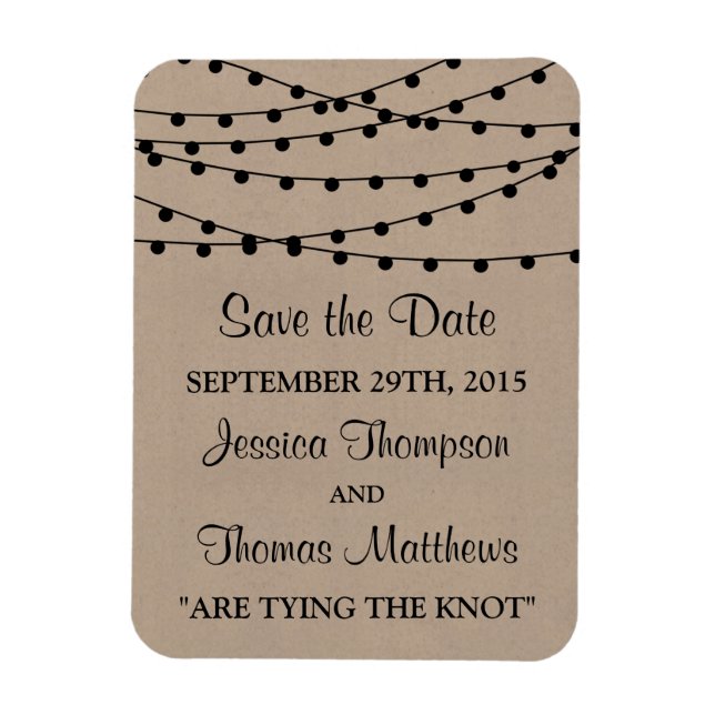 The Rustic Kraft String Lights Wedding Collection Magnet (Vertical)