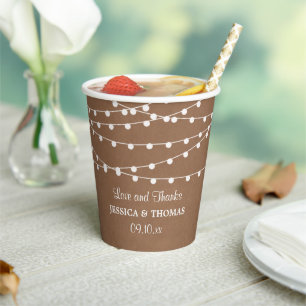 The Rustic Kraft String Lights Wedding Collection Paper Cups