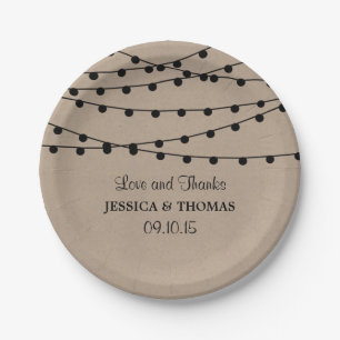 The Rustic Kraft String Lights Wedding Collection Paper Plate
