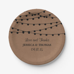 The Rustic Kraft String Lights Wedding Collection Paper Plate