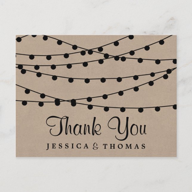 The Rustic Kraft String Lights Wedding Collection Postcard (Front)