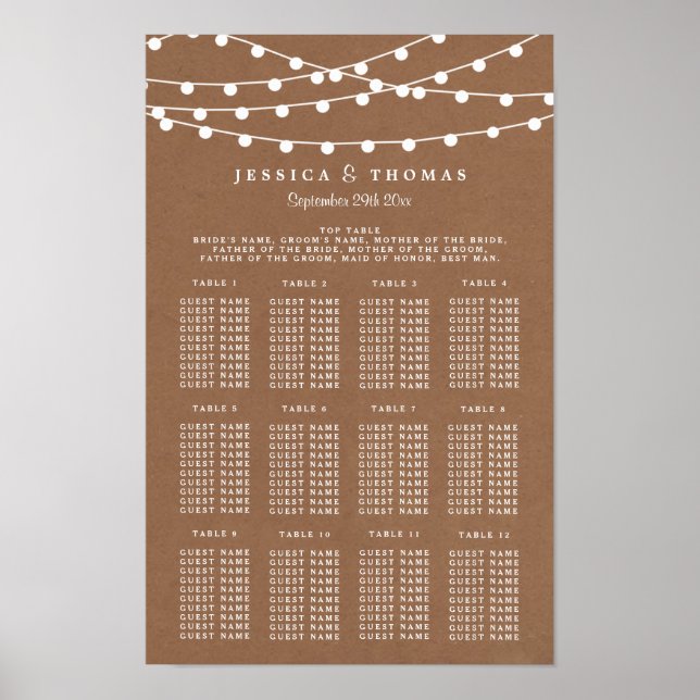 The Rustic Kraft String Lights Wedding Collection Poster (Front)