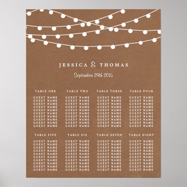 The Rustic Kraft String Lights Wedding Collection Poster (Front)