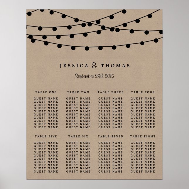 The Rustic Kraft String Lights Wedding Collection Poster (Front)