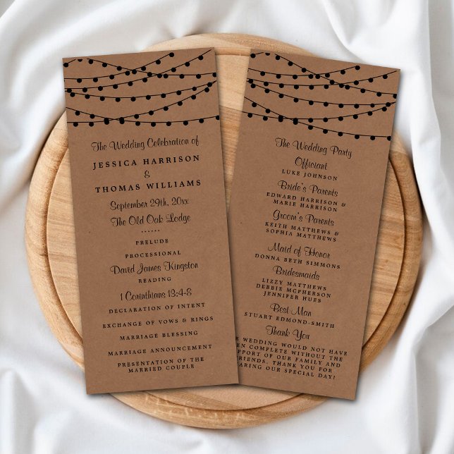 The Rustic Kraft String Lights Wedding Collection Programme (Creator Uploaded)