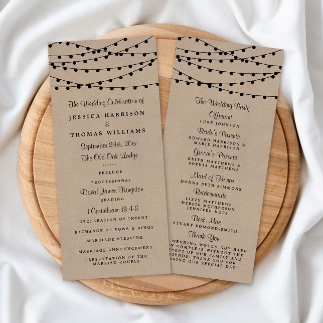 The Rustic Kraft String Lights Wedding Collection Programme (Creator Uploaded)