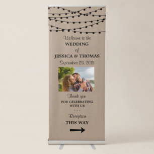 The Rustic Kraft String Lights Wedding Collection Retractable Banner