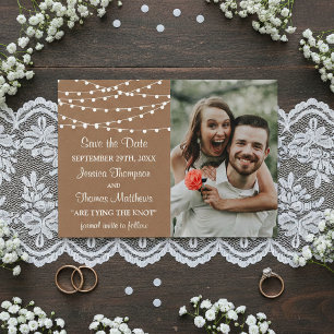 The Rustic Kraft String Lights Wedding Collection Save The Date