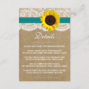 The Rustic Kraft Sunflower Wedding Collection Enclosure Card