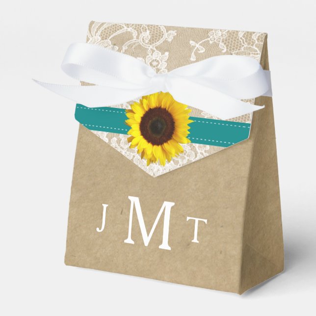 The Rustic Kraft Sunflower Wedding Collection Favour Box (Front Side)