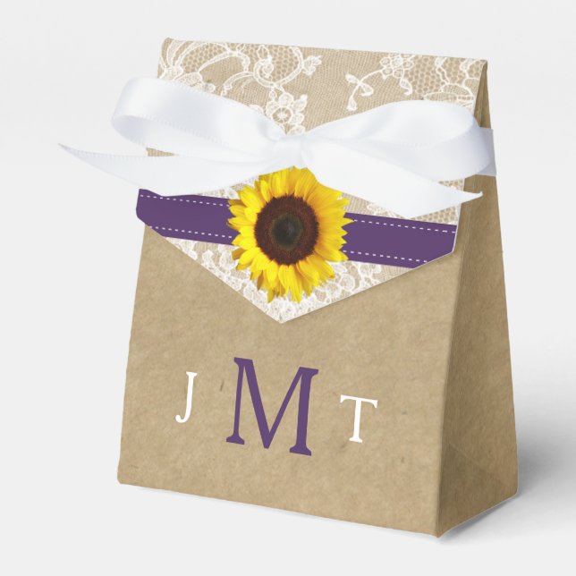 The Rustic Kraft Sunflower Wedding Collection Favour Box (Front Side)
