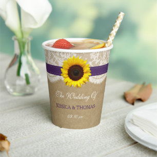 The Rustic Kraft Sunflower Wedding Collection Paper Cups