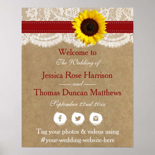 The Rustic Kraft Sunflower Wedding Collection Poster (Front)