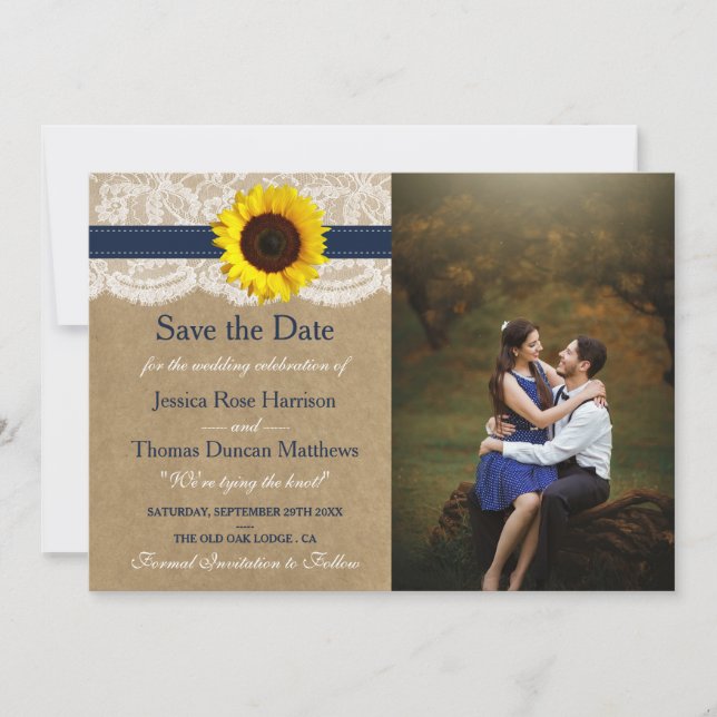The Rustic Kraft Sunflower Wedding Collection Save The Date (Front)