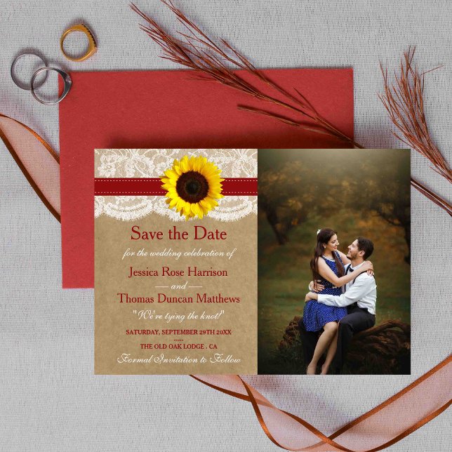 The Rustic Kraft Sunflower Wedding Collection Save The Date (Creator Uploaded)