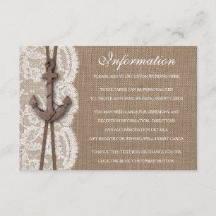 The Rustic Nautical Anchor Wedding Collection Enclosure Card