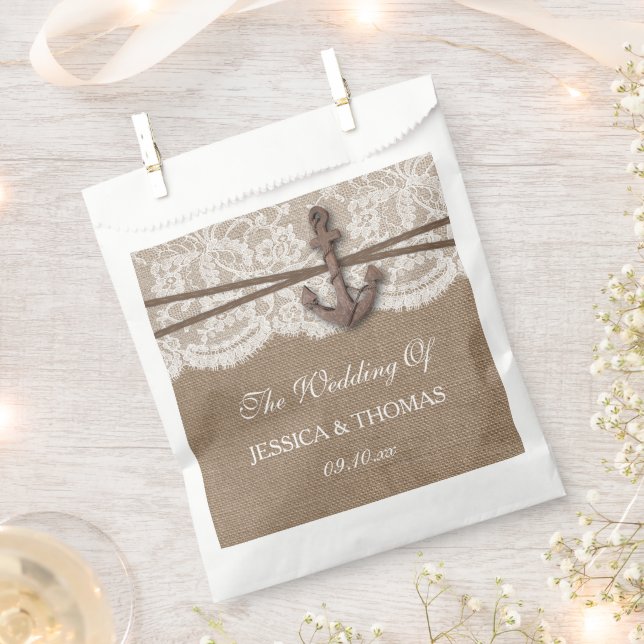The Rustic Nautical Anchor Wedding Collection Favour Bags (Clipped)