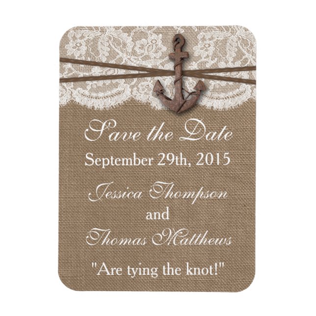 The Rustic Nautical Anchor Wedding Collection Magnet (Vertical)