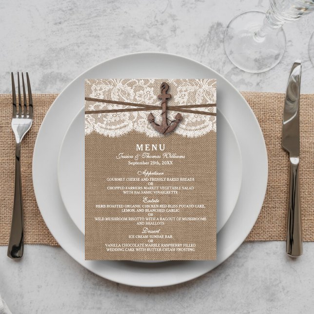 The Rustic Nautical Anchor Wedding Collection Menu (Creator Uploaded)