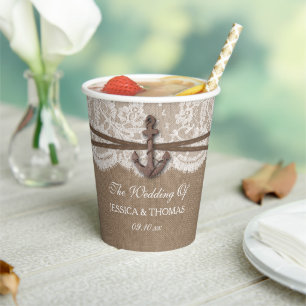 The Rustic Nautical Anchor Wedding Collection Paper Cups
