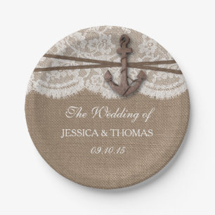 The Rustic Nautical Anchor Wedding Collection Paper Plate
