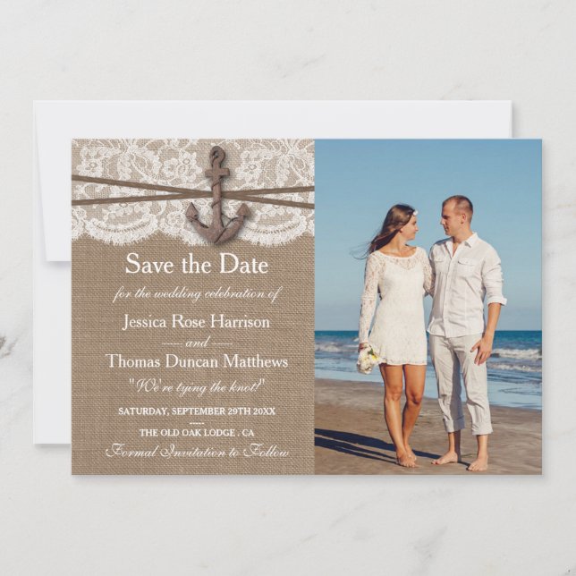The Rustic Nautical Anchor Wedding Collection Save The Date (Front)