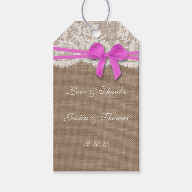 The Rustic Pink Bow Collection Tags (Front)