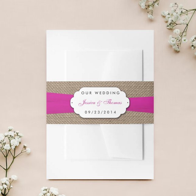 The Rustic Pink Bow Wedding Collection Invitation Belly Band (Creator Uploaded)