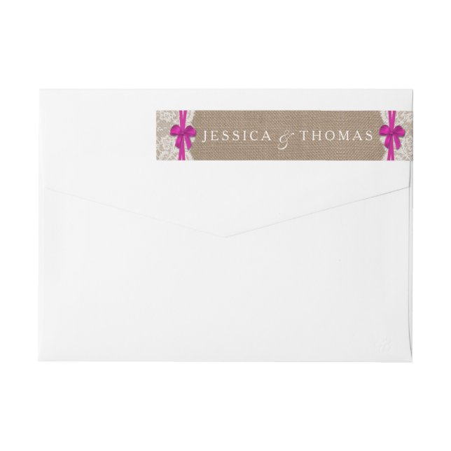 The Rustic Pink Bow Wedding Collection Labels (Back)
