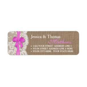 The Rustic Pink Bow Wedding Collection Labels