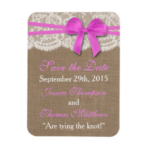 The Rustic Pink Bow Wedding Collection Magnet