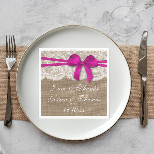 The Rustic Pink Bow Wedding Collection Napkin