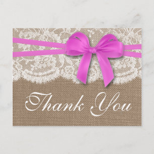 The Rustic Pink Bow Wedding Collection Postcard