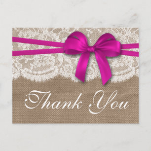 The Rustic Pink Bow Wedding Collection Postcard
