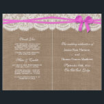 The Rustic Pink Bow Wedding Collection Programs<br><div class="desc">The rustic pink bow wedding collection is a stunning design featuring a lovely rustic burlap effect background with a romantic vintage white lace effect trim and a stunning pink bow. These programs can be personalised for your special occasion and would make the perfect template for weddings, bridal showers, engagement parties,...</div>