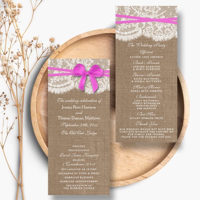 The Rustic Pink Bow Wedding Collection Programs Programme (Creator Uploaded)