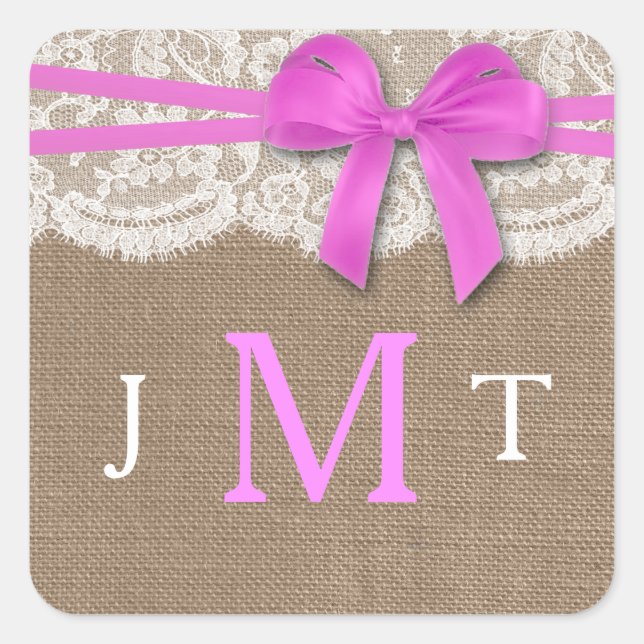 The Rustic Pink Bow Wedding Collection Seals (Front)