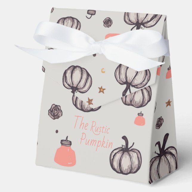 The Rustic Pumpkin (Grey) Favour Box (Front)