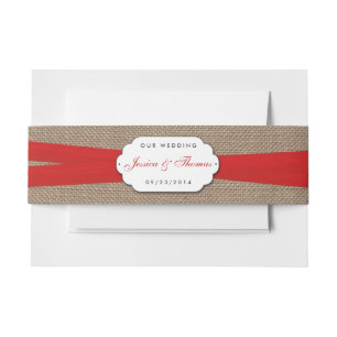 The Rustic Red Bow Wedding Collection Invitation Belly Band