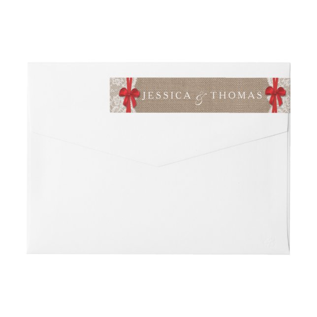 The Rustic Red Bow Wedding Collection Labels (Back)
