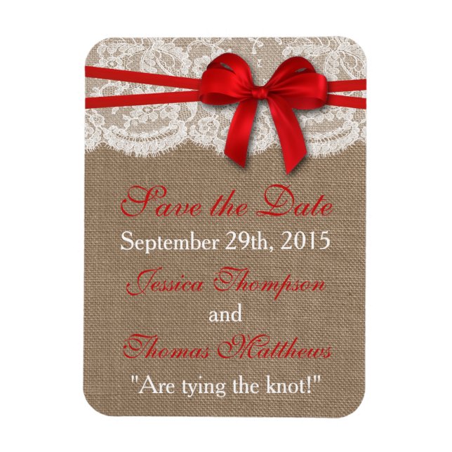 The Rustic Red Bow Wedding Collection Magnet (Vertical)