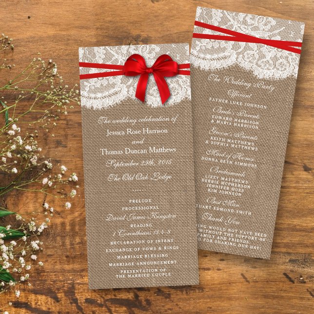 The Rustic Red Bow Wedding Collection Programs Programme (Creator Uploaded)