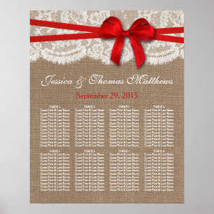 The Rustic Red Bow Wedding Collection Seating Plan Poster
